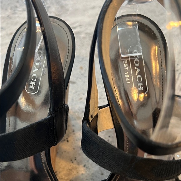 Coach COACH Charla Black Wedge Black Sandals Size 8 - Picture 3 of 13